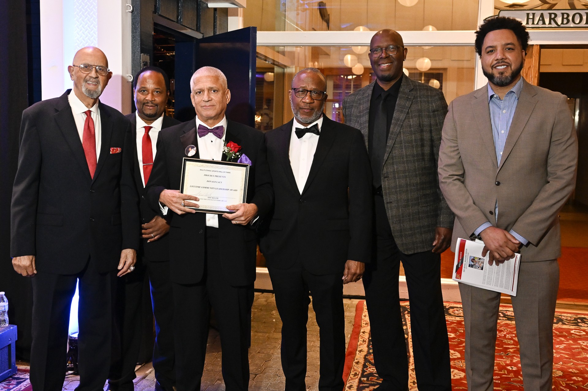 MESHOF honorees and presenters at an awards ceremony